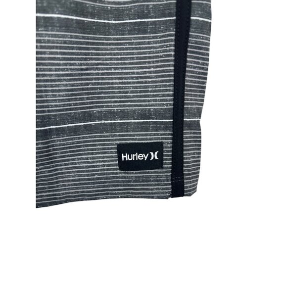 Hurley Mens 4-Way Stretch Striped Board Shorts Black & White Size 20/30 - Picture 2 of 12